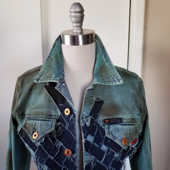 VINTAGE Parasuco Patchwork Denim Jacket Size Medium! - Picture 11 of 16
